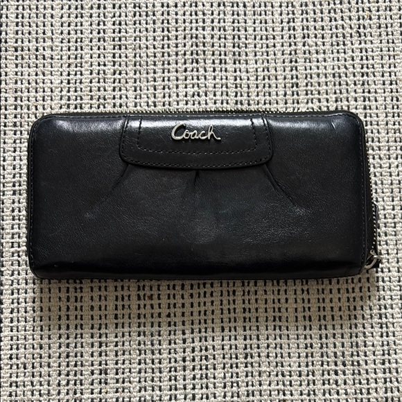 Coach Handbags - Coach Black Full Zip Leather Wallet